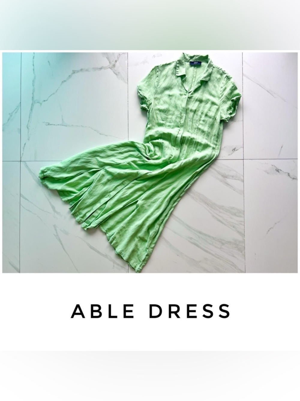 ❌ABLE dress size Medium green linen shirt button up dow midi❌